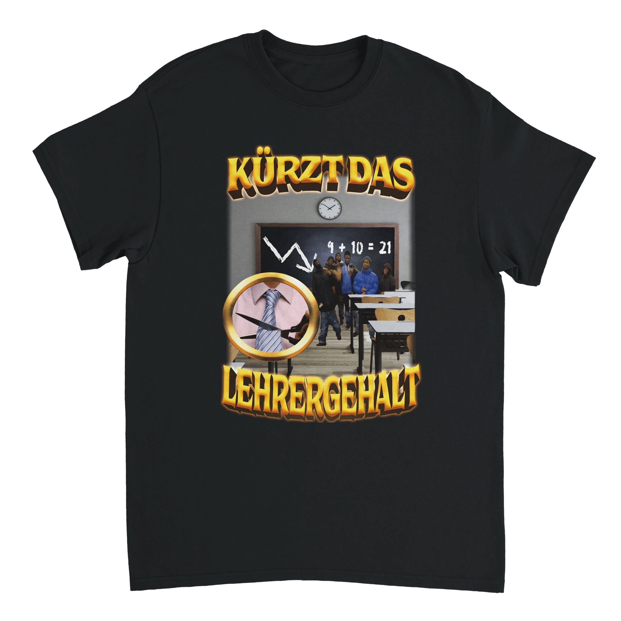 T-shirt met korte tekst over lerarensalarissen - Laatste shirt