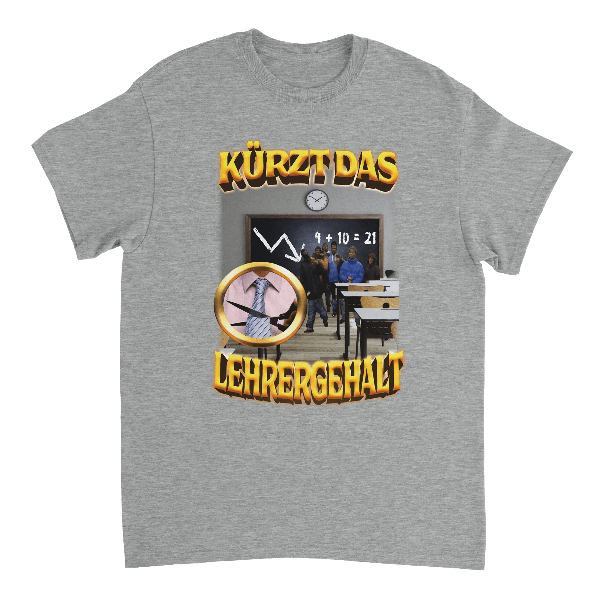 T-shirt met korte tekst over lerarensalarissen - Laatste shirt