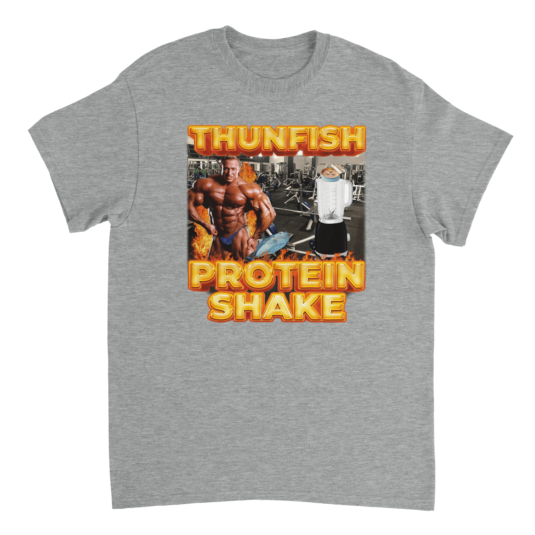 T-shirt met tonijn-eiwitshake-print - Laatste shirt